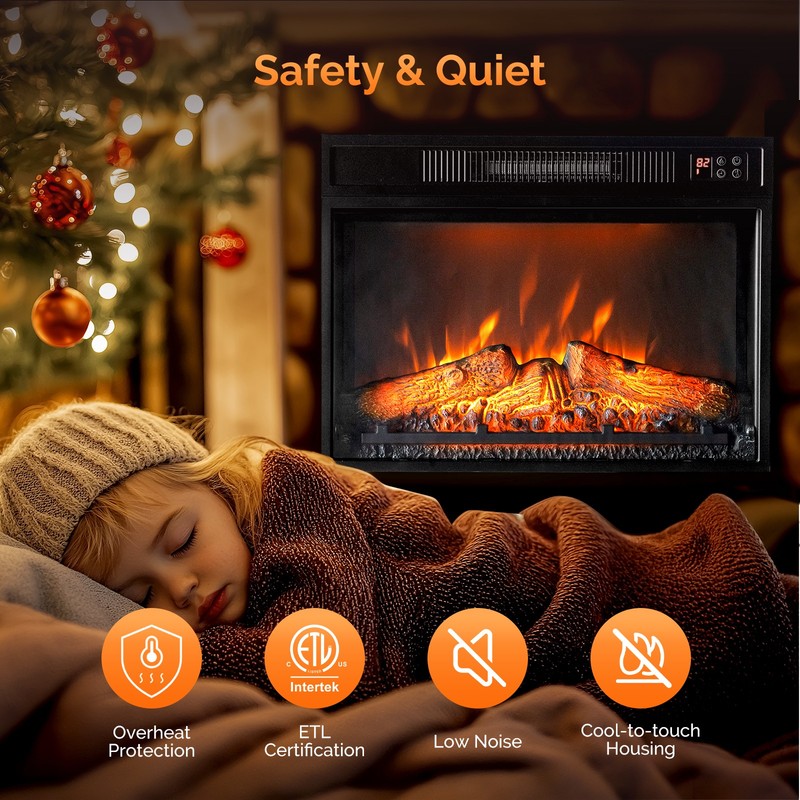 23" Embedded Electric Fireplace Insert Heater 6 Colors Realistic Flame Remote gallery