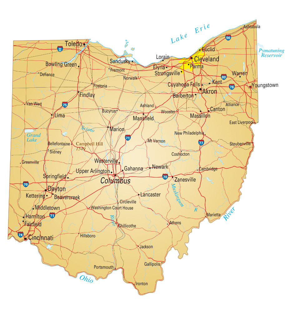 OHIO STATE ROAD MAP GLOSSY POSTER PICTURE PHOTO PRINT highway city 3401 gallery