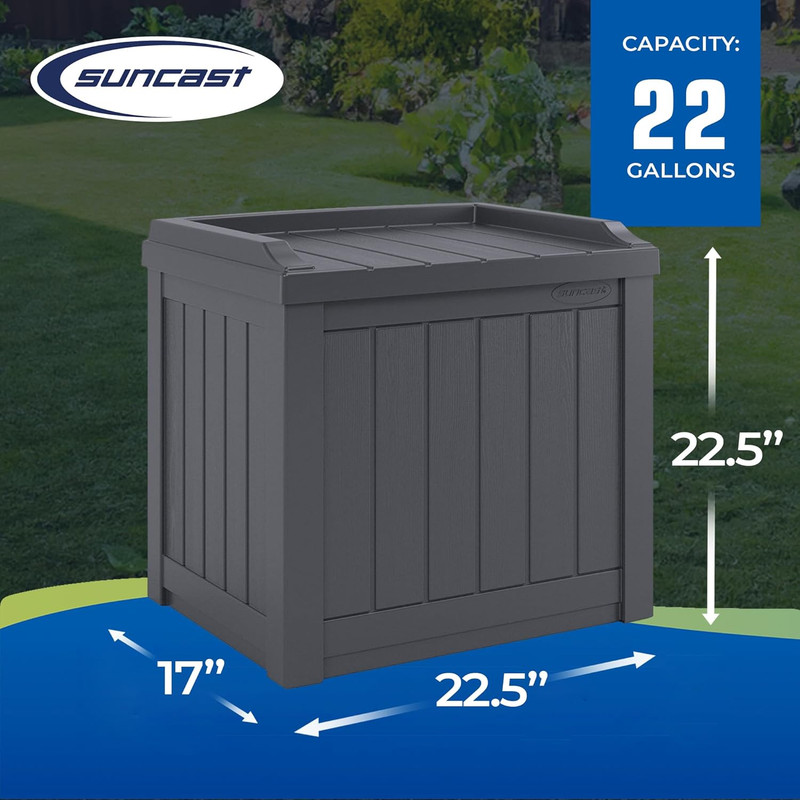 2 Pack Small Deck Box Storage W/Bench Seat for Indoor & Outdoor Use, 22 Gal., Cy gallery