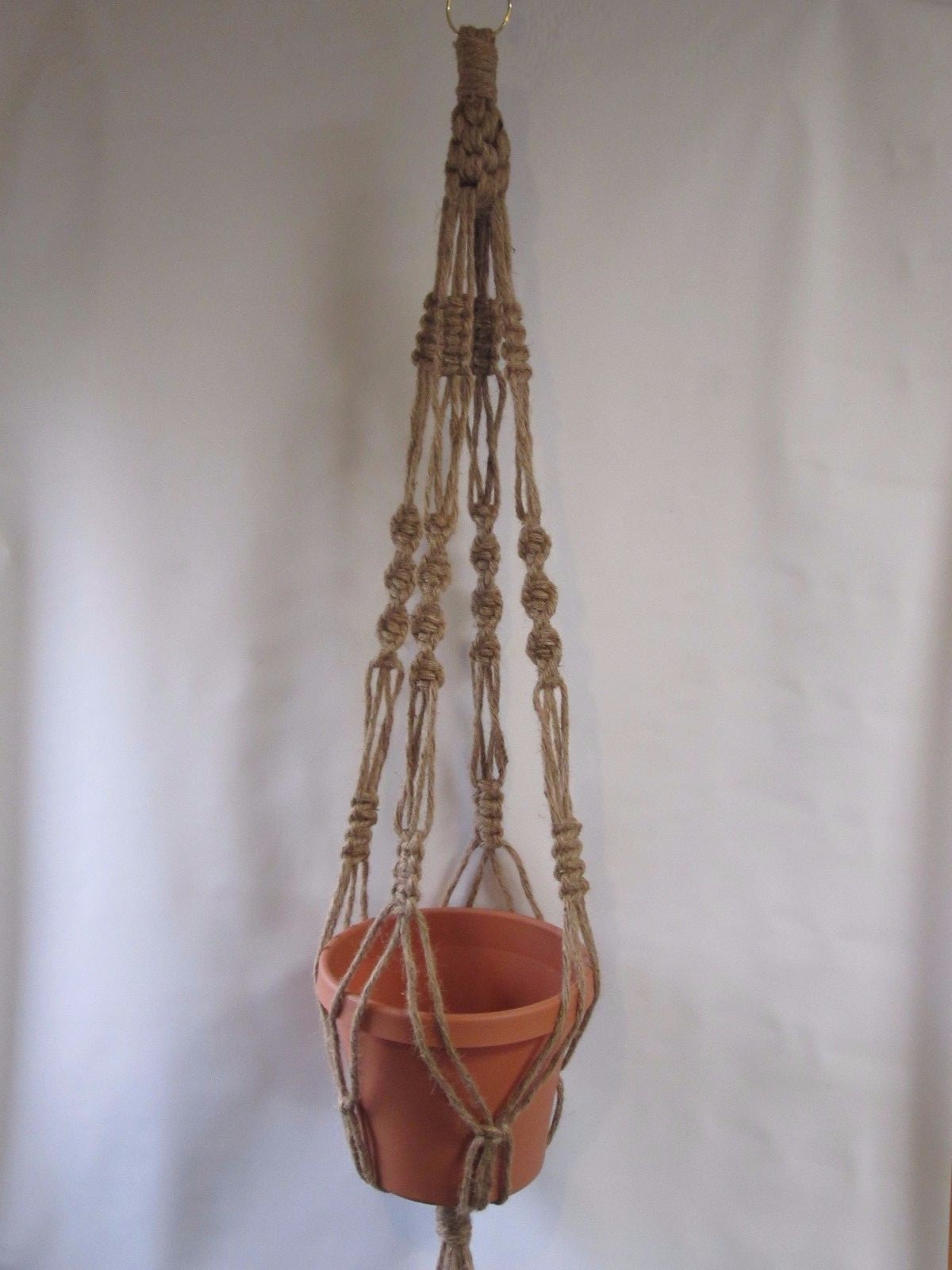 Macrame Plant Hanger 40 Inch Vintage Style 6 ply ALL NATURAL JUTE gallery