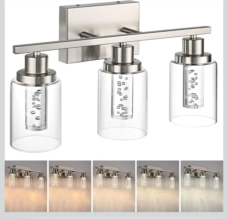 OKELI 3 Light LED Bathroom Light Fixtures 3000K-6000K Dimmable Vanity Lights B gallery