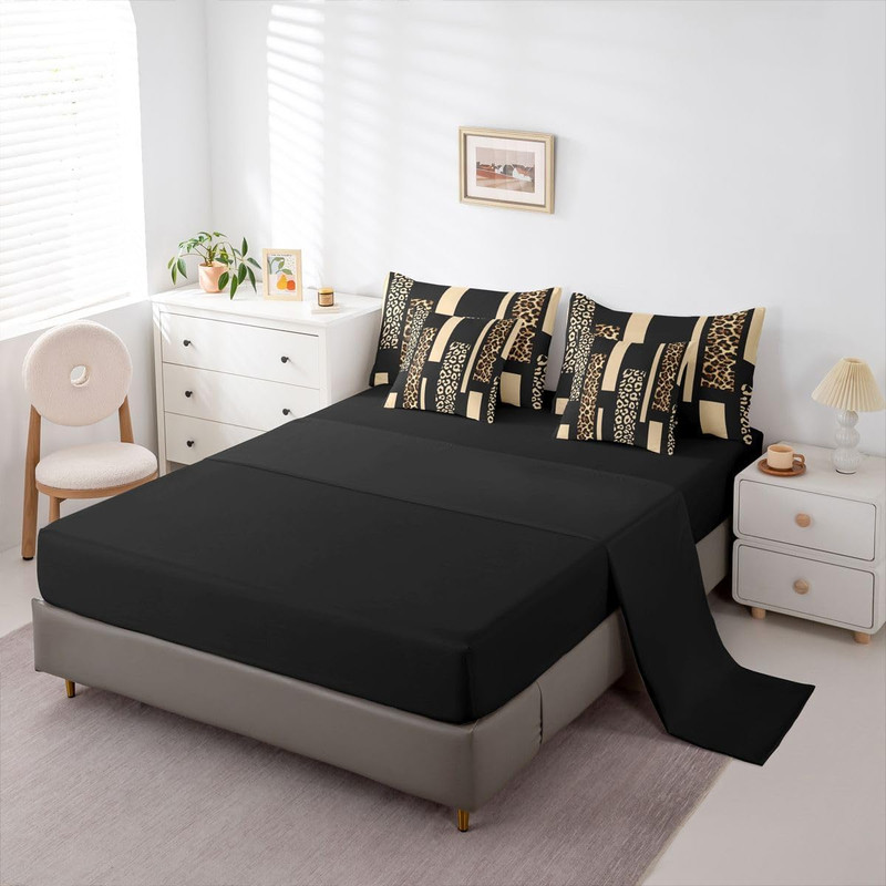 Leopard Print Comforter Set with Sheets 7 Piece Beige Brown Stripes Cheetah Bed gallery