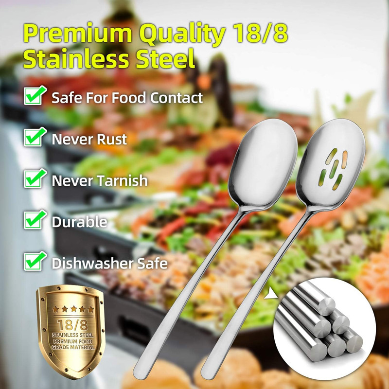 Extra Large Serving Spoons Set, 12 Inch Slotted Spoon and Serving Spoon, Premium gallery