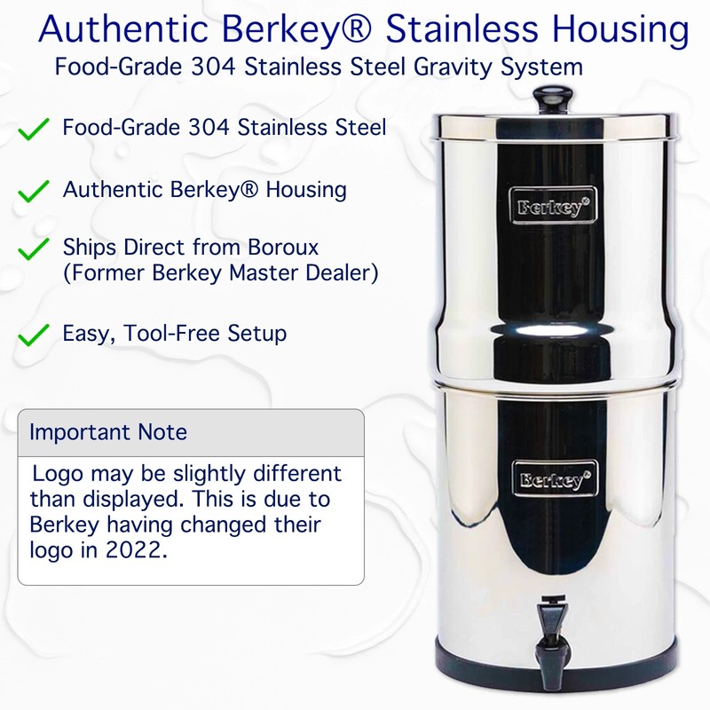 Berkey Water Filter System with 2 Certified Boroux Foundation Black Filters gallery