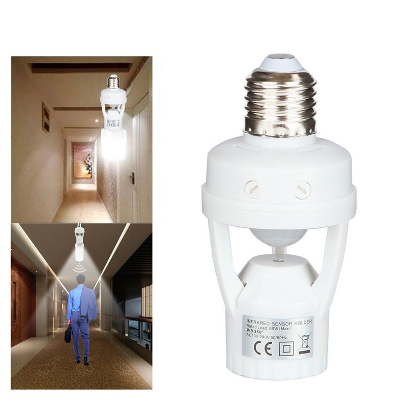 Infrared PIR Motion Sensor E27 LED Light Lamp Bulb Holder Socket Switch 110/220V gallery