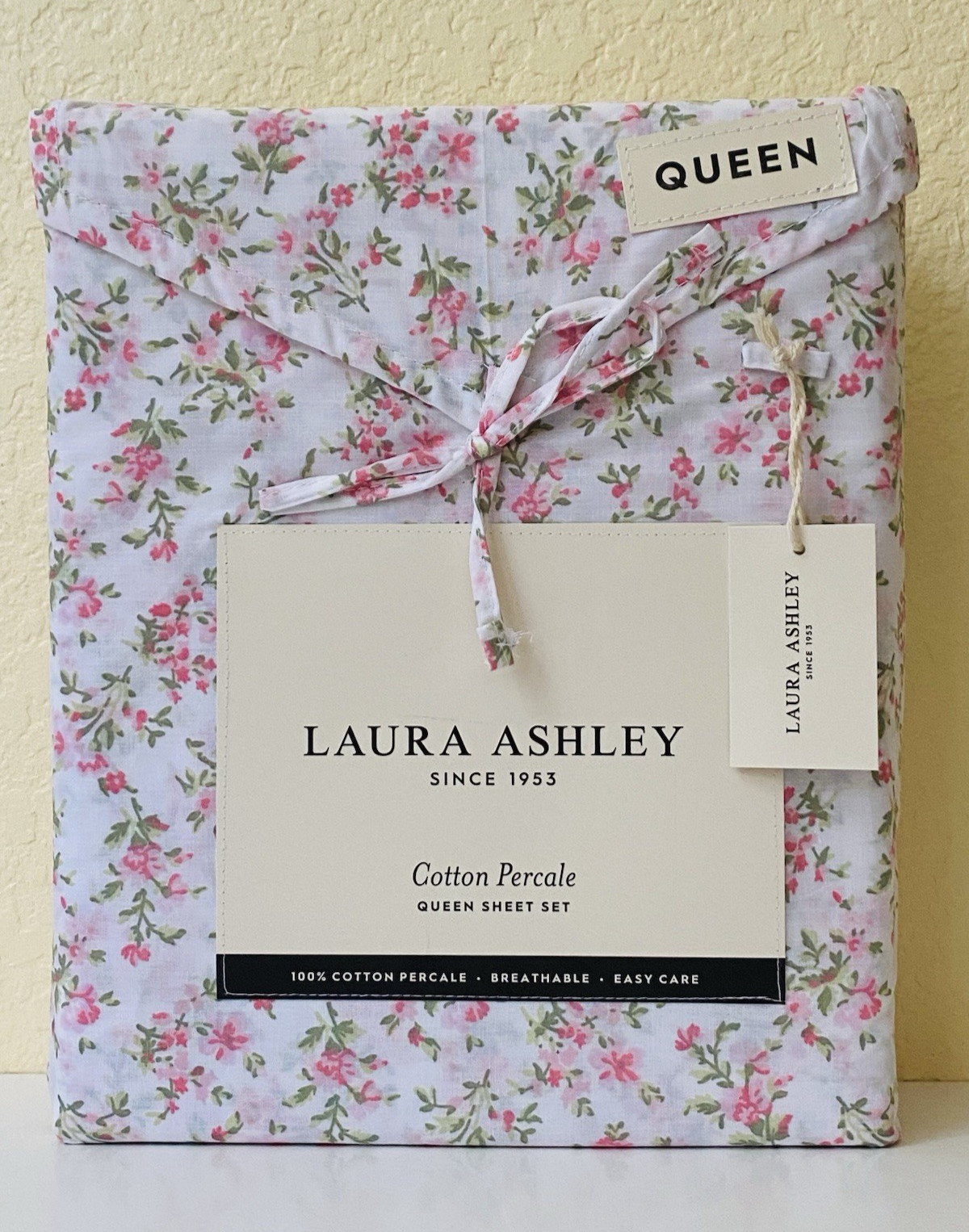 Laura Ashley QUEEN Sheet Set 100% Cotton Percale Floral Dianes Ditsy Pink New gallery