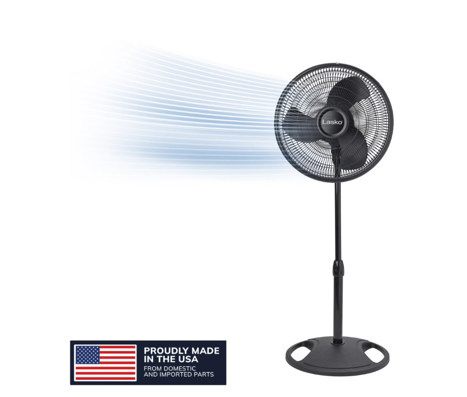 Lasko 16” 3-Speed Adjustable Oscillating Pedestal Fan, Black, S16500 New gallery