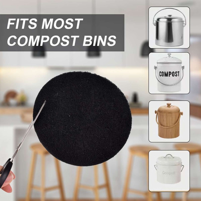 6/12Pack Compost Bin Charcoal Filters Round Compost Bucket 6.7 inches 10mm thick gallery