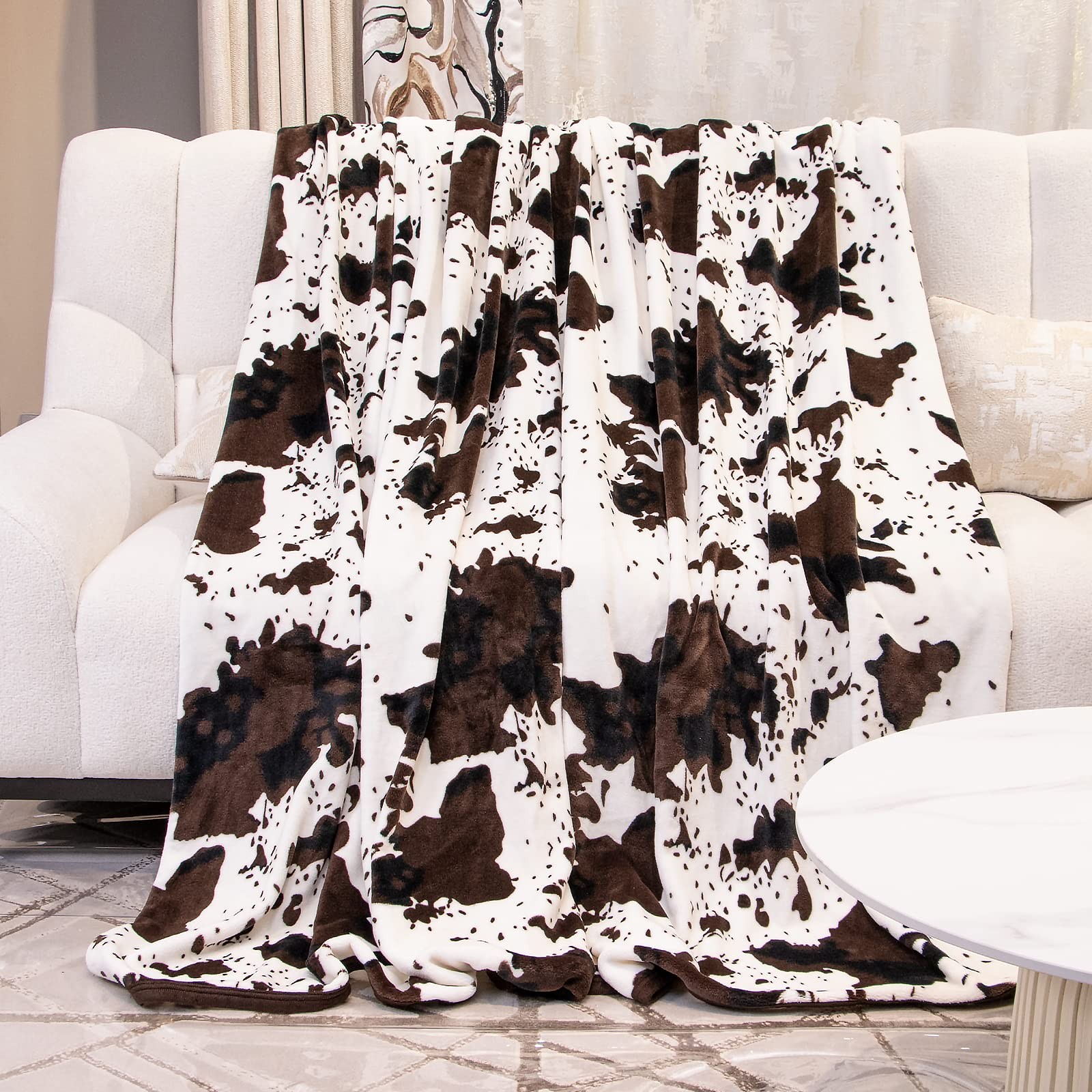 Cow Print Twin Blanket 60x80 Inch - Soft Plush Fleece Throw for Bedroom Livin... gallery