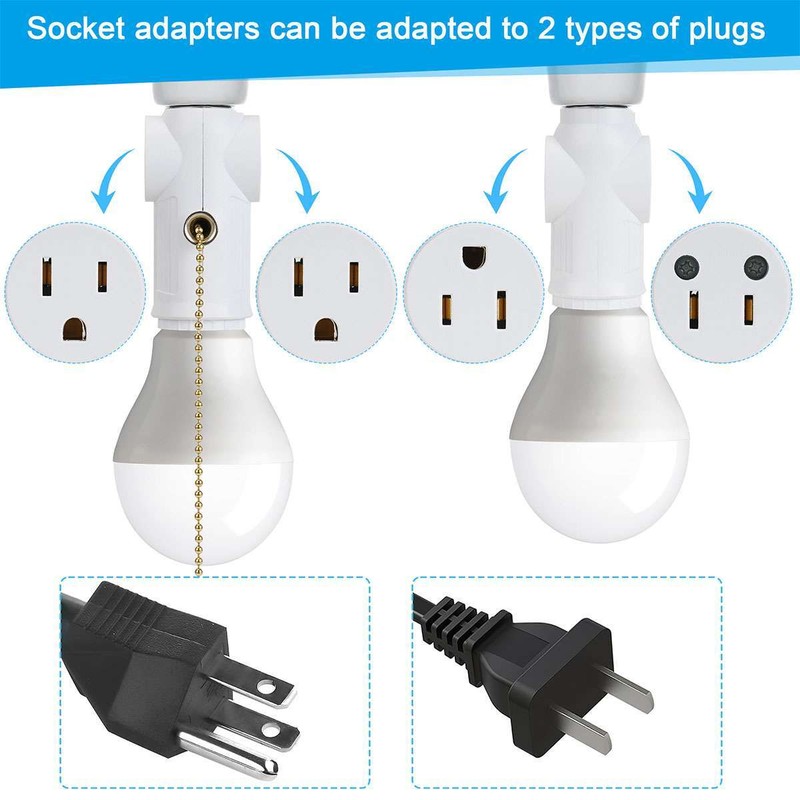 E26 Light Socket to Plug Adapter 2/3 Prong Light Bulb Outlet Socket Adapter gallery