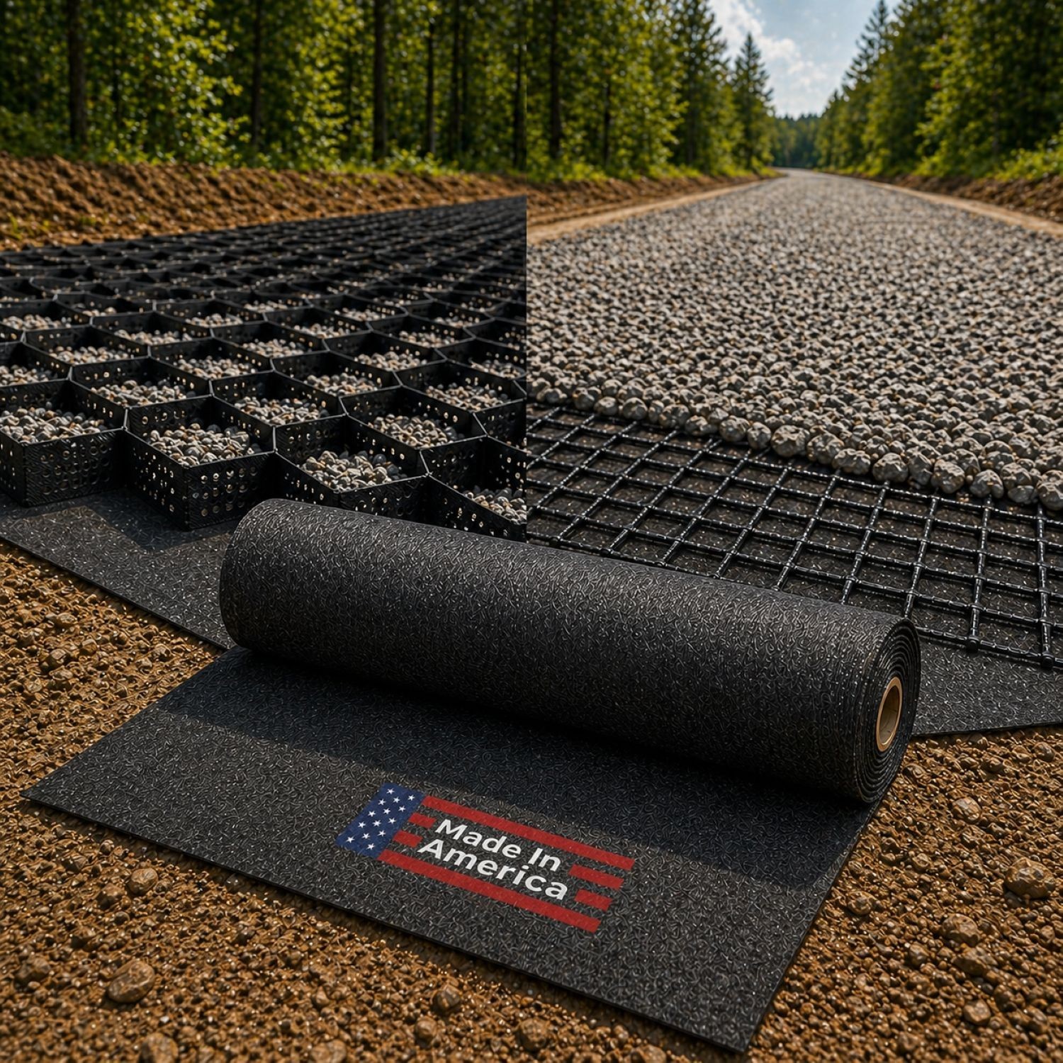 Geogrid & Geocell Underlayment Fabric | Non-Woven Geotextile(8 oz) - USA Made gallery