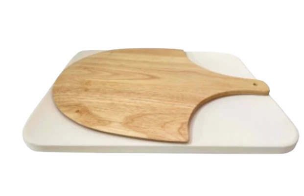 Pizza Stone Set with Pizza Peel & Cutter – Cordierite Baking Stone 15"x12"x0.6" gallery
