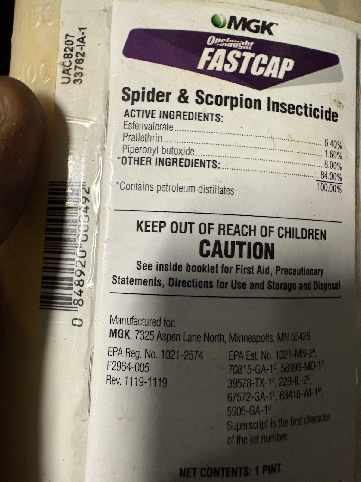 MGK Onslaught Fastcap Liquid Insecticide 1 Pint Spider Scorpion Indoor/Outdoor gallery