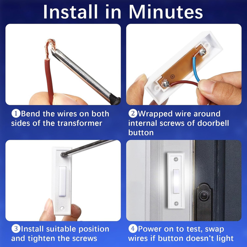 Lighted Doorbell Button, Wall Mounted Doorbell Switch with LED Light, Garage Doo gallery