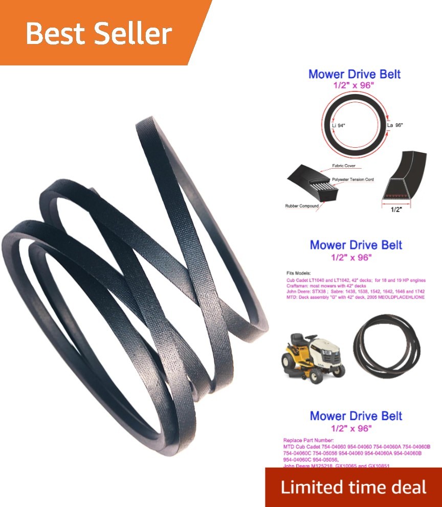 High-Quality Rubber Lawn Mower Deck Belt 1/2" x 96 1/2" - Trusted by Landscapers gallery