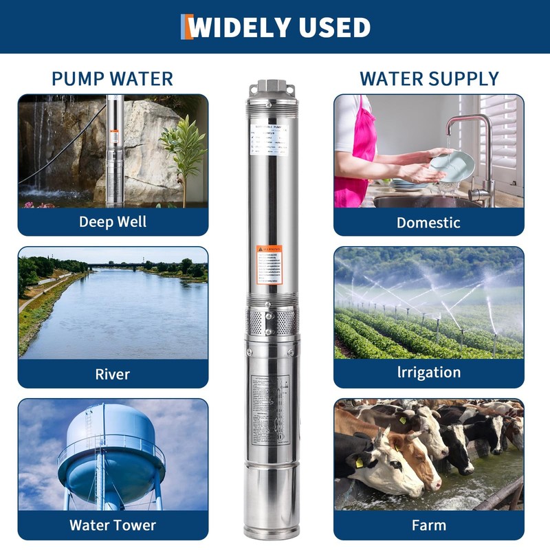 ⛳Deep Well Submersible Pump Stainless Steel 0.5/1/1.5 HP 110V/230V 26/27 GPM gallery