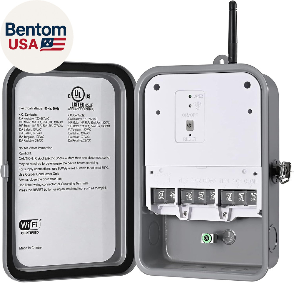 Pool Pump Timer, Outdoor Smart Wi-Fi Box, Heavy Duty 40A 120-277 VAC 2HP Wireles