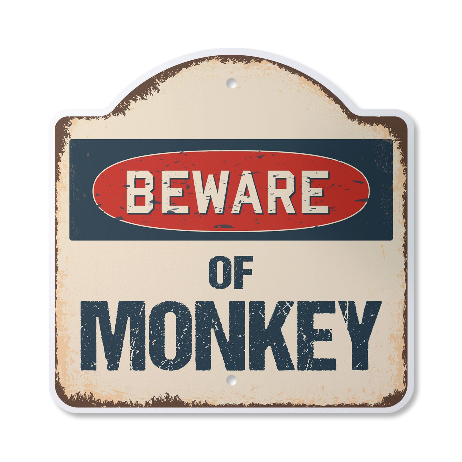Beware Of Monkey Plastic Novelty Sign Classic Rust Wall Plaque gallery