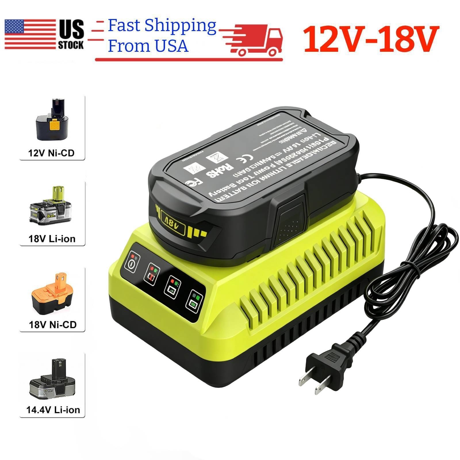 3A Fast Charger for Ryobi 18V ONE Plus P117 P118 P119 P107 P108 PBP006 Ni-Cd gallery