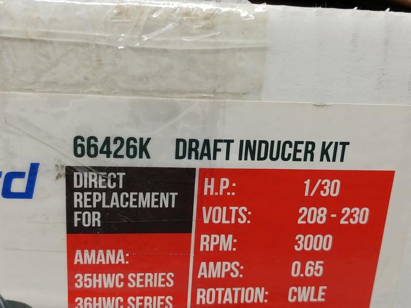 Packard 66426k Draft Inducer Motor Kit 208-230v 60hz 1-phase 0.65a 1/30hp gallery