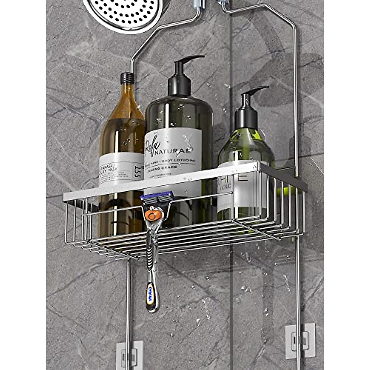 Bathroom Shower Caddy Hanging 3 Tier Rustproof Over Shower Head Organizer Silver gallery