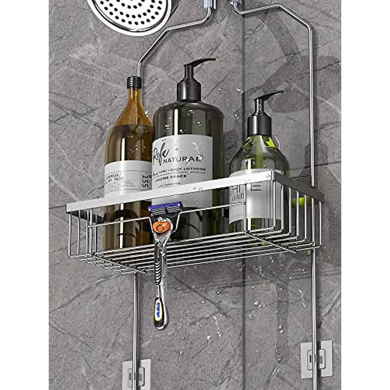 Bathroom Shower Caddy Hanging 3 Tier Rustproof Over Shower Head Organizer Silver gallery