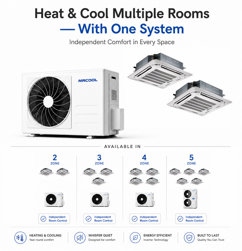 MRCOOL Olympus 4 Zone Ceiling Cassette Mini Split AC Heat Pump System gallery