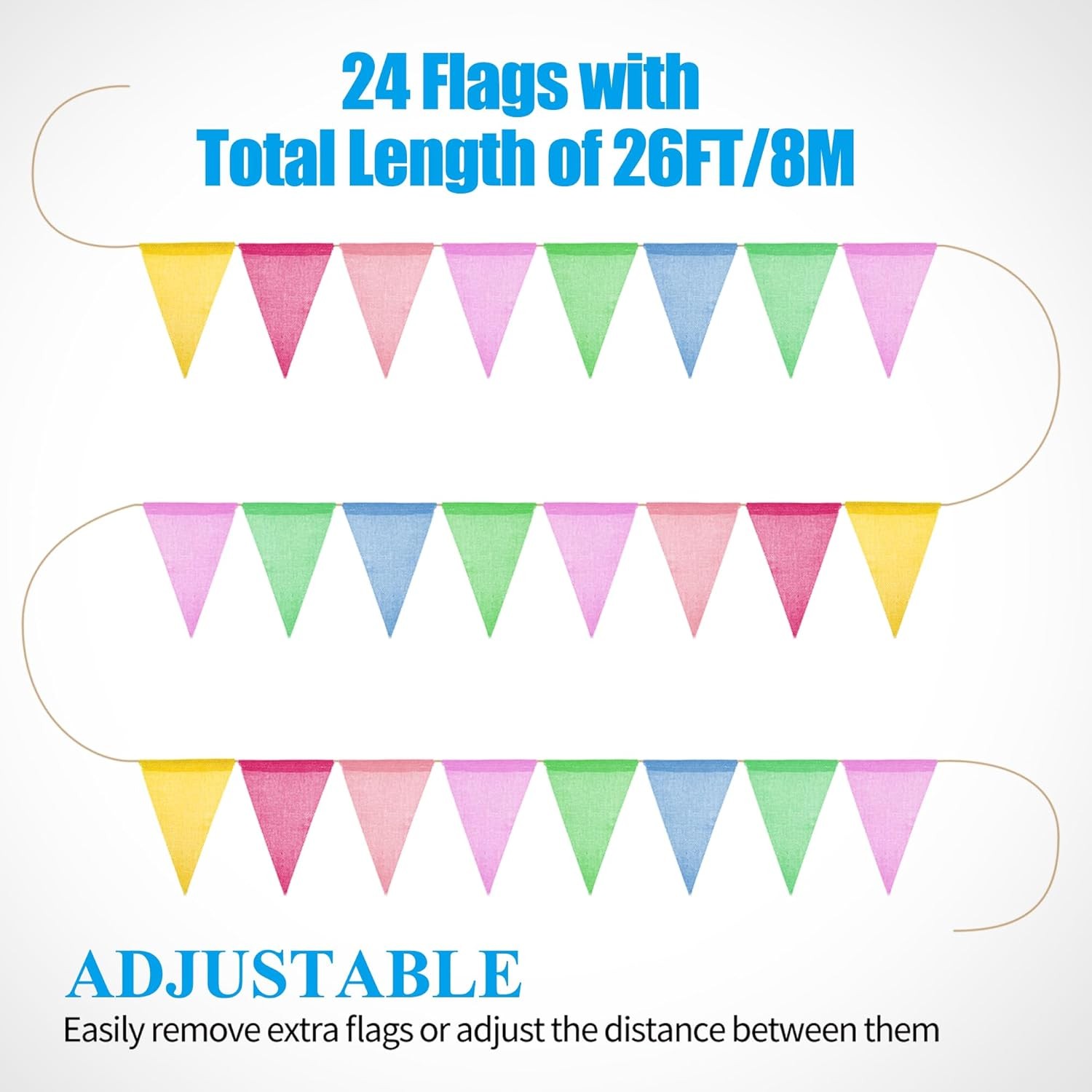 26 Ft Pastel Color Pennant Banner Flags Multicolor Burlap Triangle Bunting Flags gallery