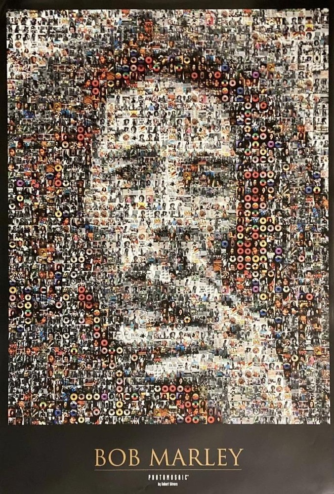 Bob Marley Photomosaic Poster by Robert Silvers 36x24 Reggae Legend Wall Art New
