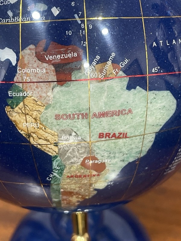 Gemstone World Globe 10” Multi Colored w/ Blue lapis Base EYE-CATCHING. Read gallery