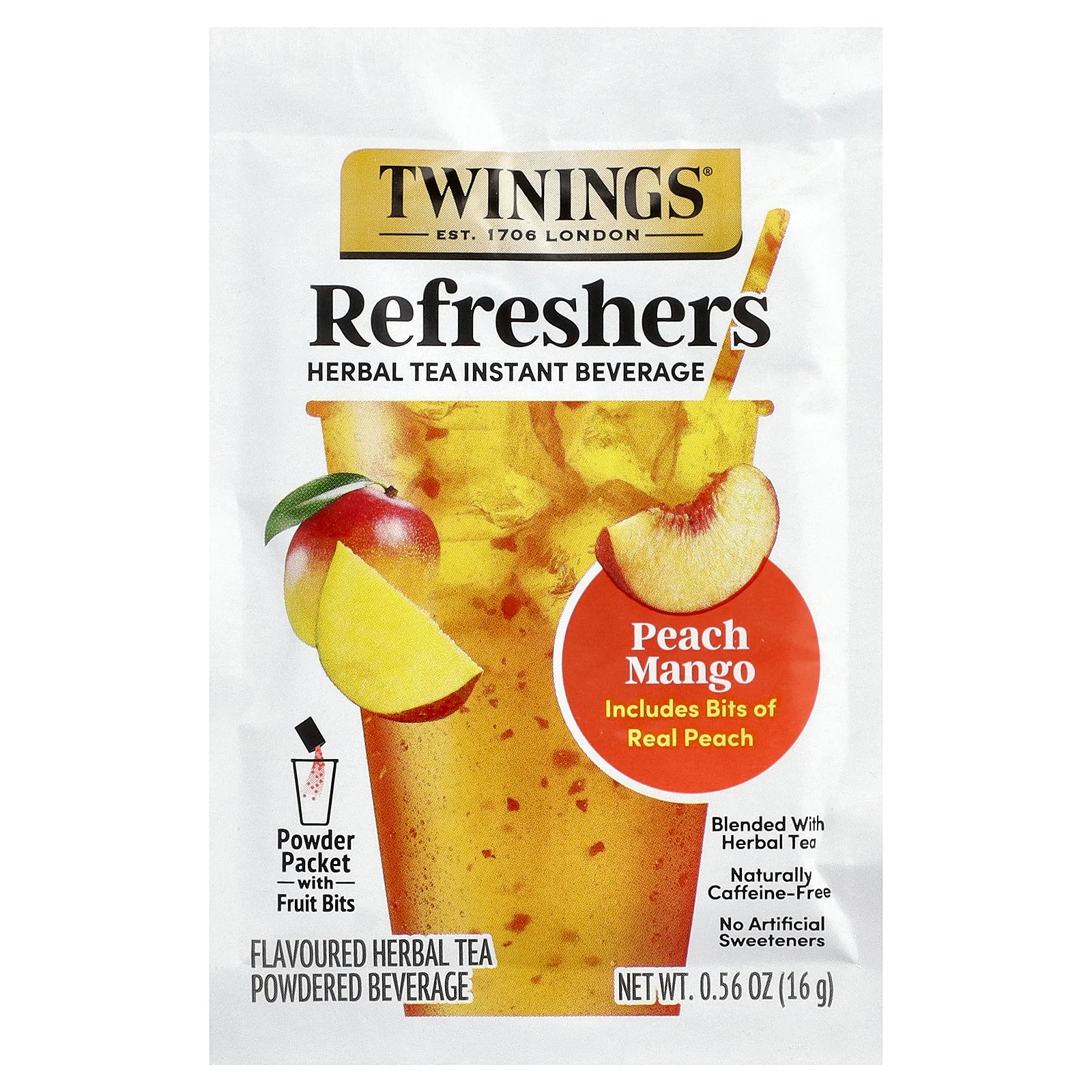 Refreshers, Herbal Tea Instant Beverage, Peach Mango, Caffeine Free, 5 Packets, gallery