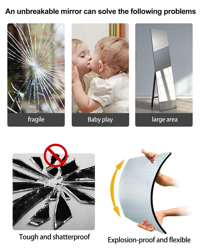 Unbreakable Plexiglass Acrylic Mirror for Kids, 1 PCS 8 x 8 8"L x 8"W, Silver gallery