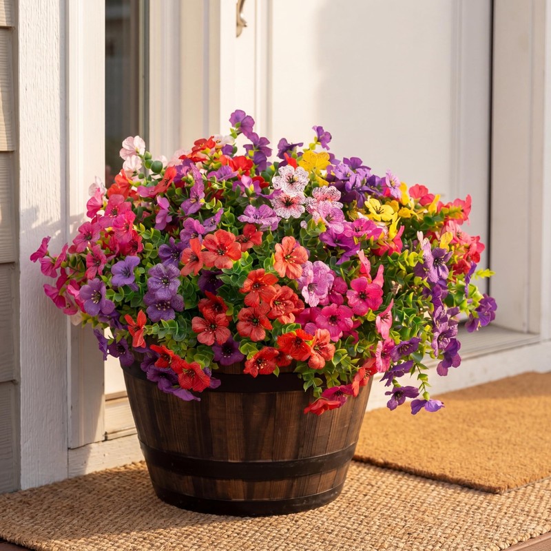 UV Resistant Artificial Eucalyptus Flowers - Lifelike Fake Plants for Outdoor Sp gallery