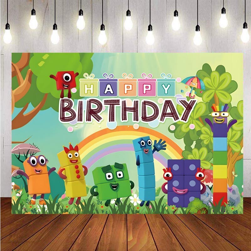 Numberblocks Backdrop Kids Happy Birthday Party Photo Background Banner Decor gallery