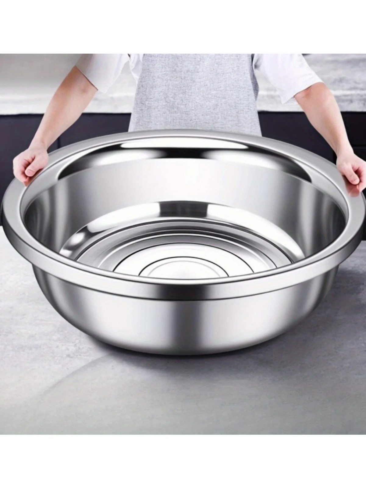 36cm Oversized Stainless Steel Mixing Bowl, Large Metal Salad & Nesting Wash Bow gallery