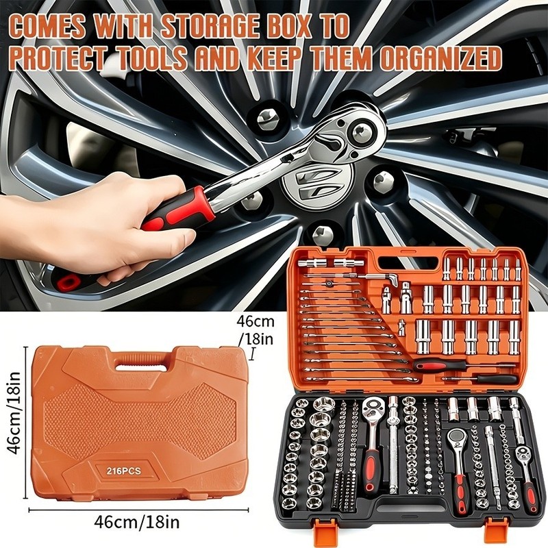 High-End Professional 216pcs Tool Set, (1/ 4Inch, 3/ 8Inch, 1/ 2Inch Drive Depth gallery