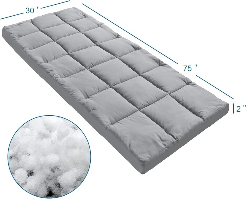 Cot Mattress Topper Quilted Cot Pad for Camping Sleeping Cot Mattress Pad75"x30" gallery