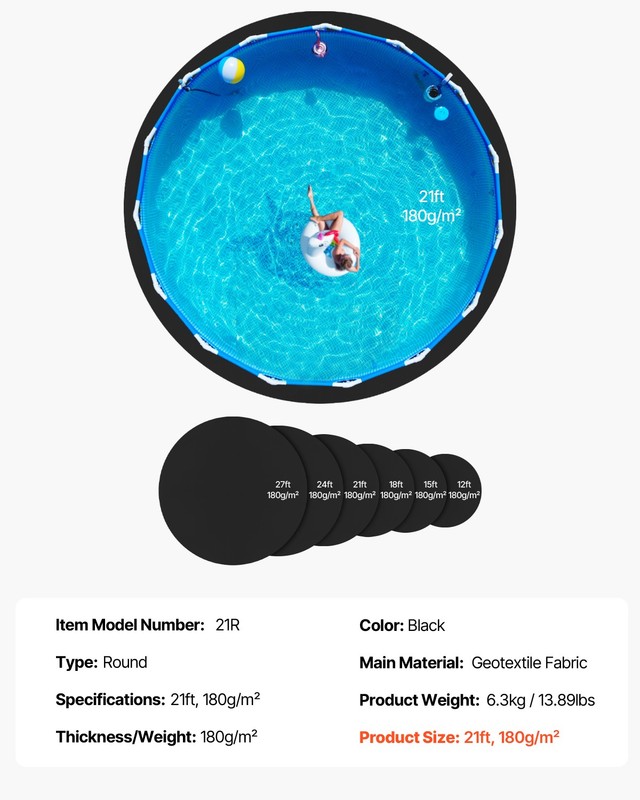 VEVOR 21ft Round Pool Liner Pad for Above Ground Pools Prevents Punctures Pool gallery