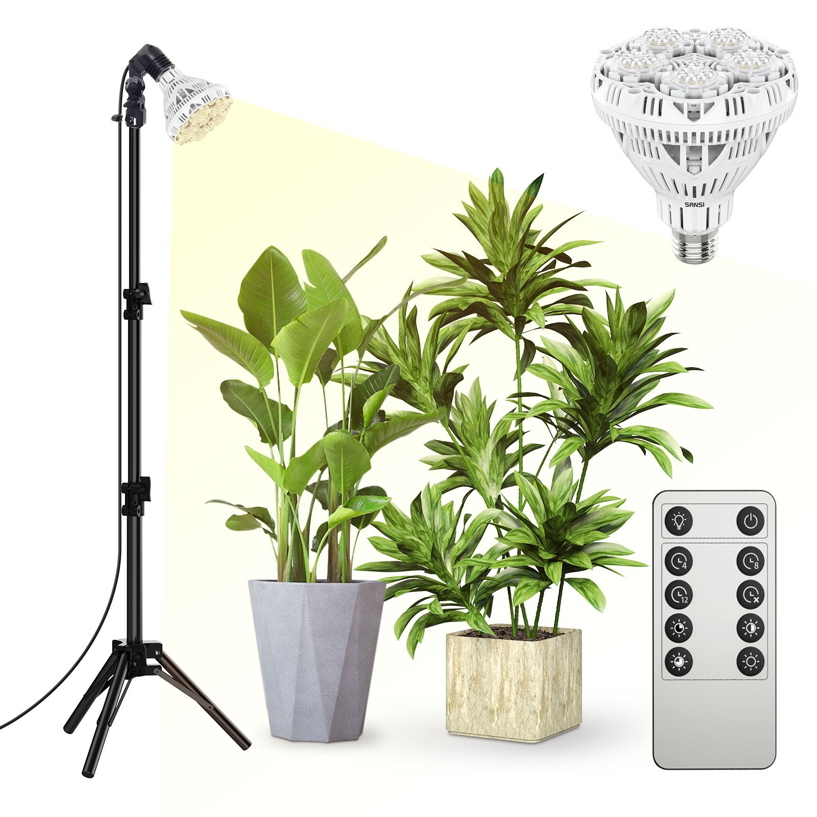 SANSI 30W LED Grow Lights Full Spectrum with Stand & Remote for Indoor Plants US gallery