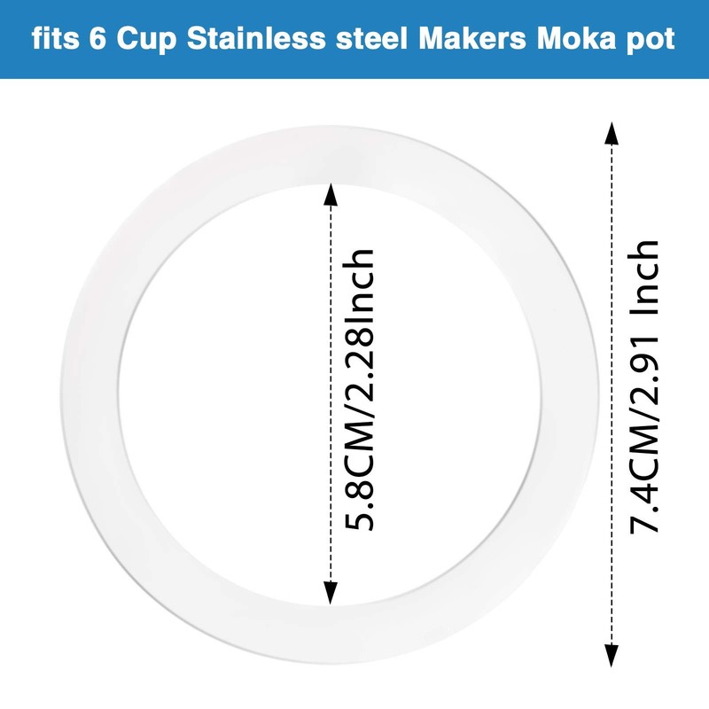 Moka Express Replacement Funnel Kit, 3 Packs Gasket 6-Cup, Multicoloured gallery