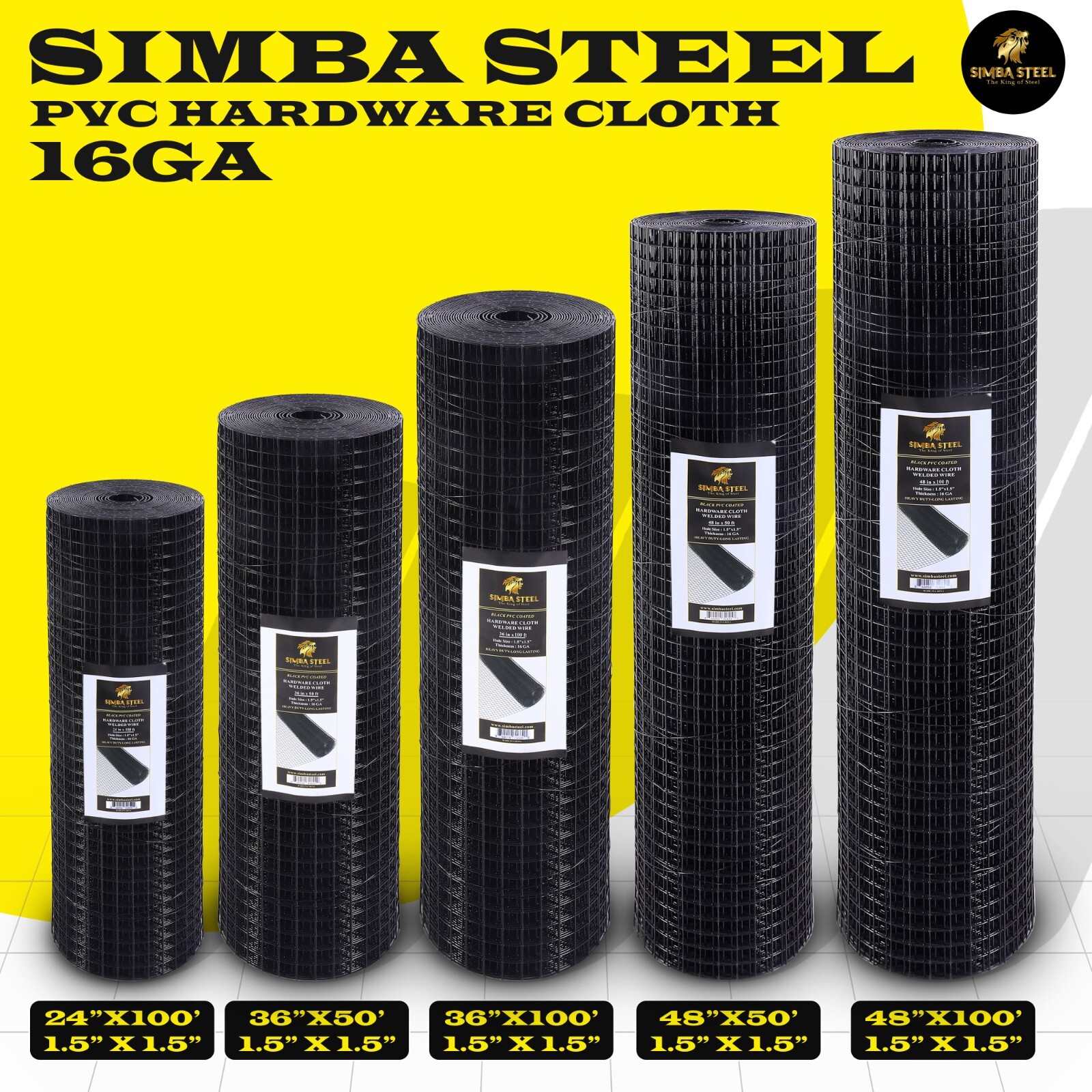 Hardware Cloth 16 GA Black Vinyl Coated Welded Wire Mesh Many Sizes -SIMBA STEEL gallery