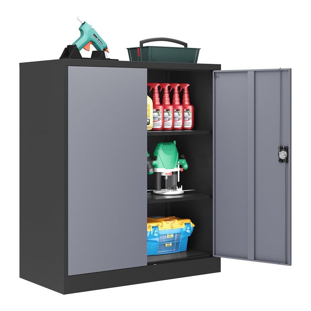 Metal Storage Cabinet with 2 Adjustable Shelves and Locking Doors,Garage Cabinet gallery