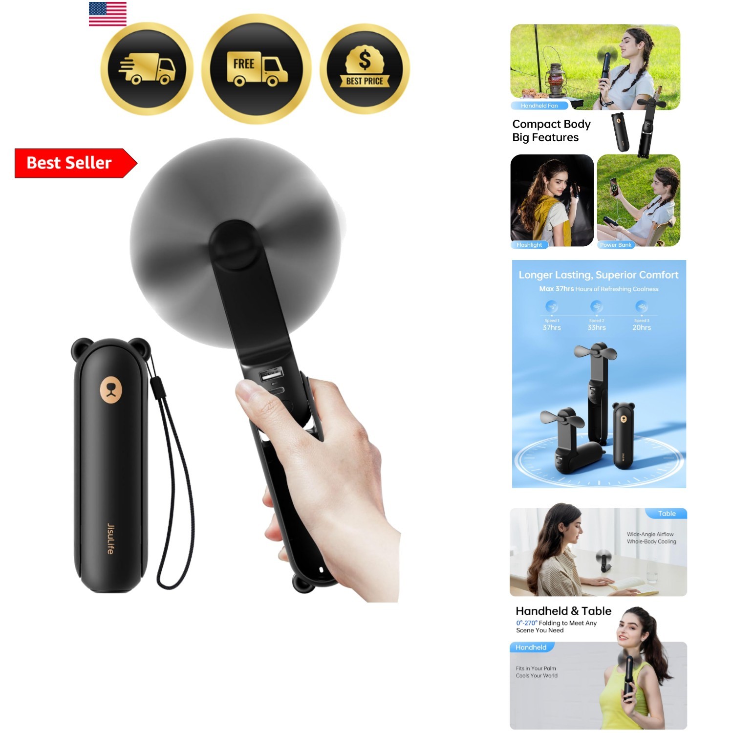 Handheld Fan 8 Plus: All-in-One Mini Fan with 37Hrs Cooling & 4500mAh PowerBa... gallery