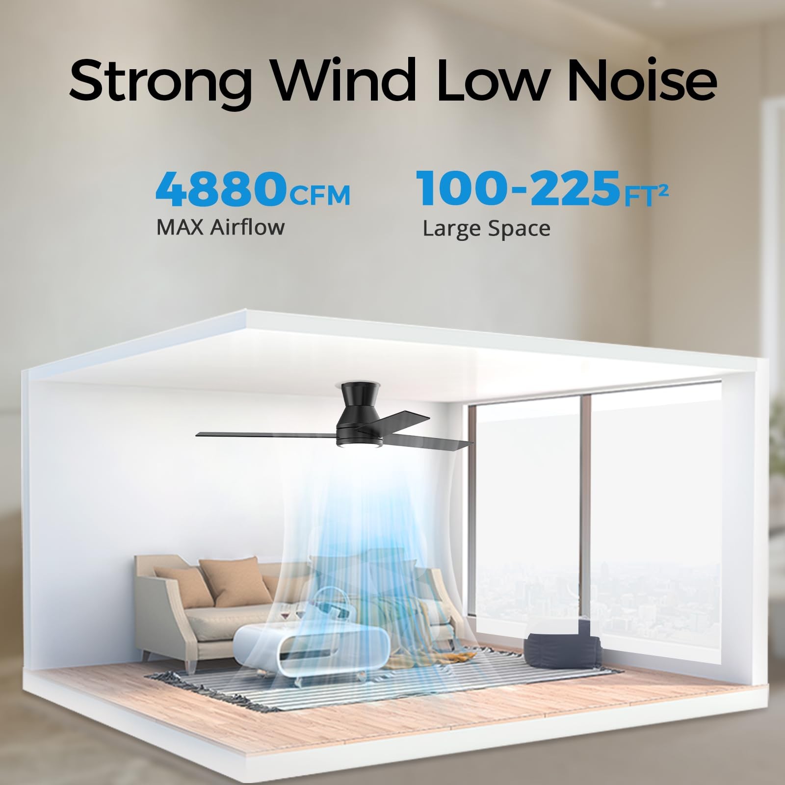 Ceiling Fans with Lights Remote Control - Flush Mount Dimmable 3000K-6500K gallery