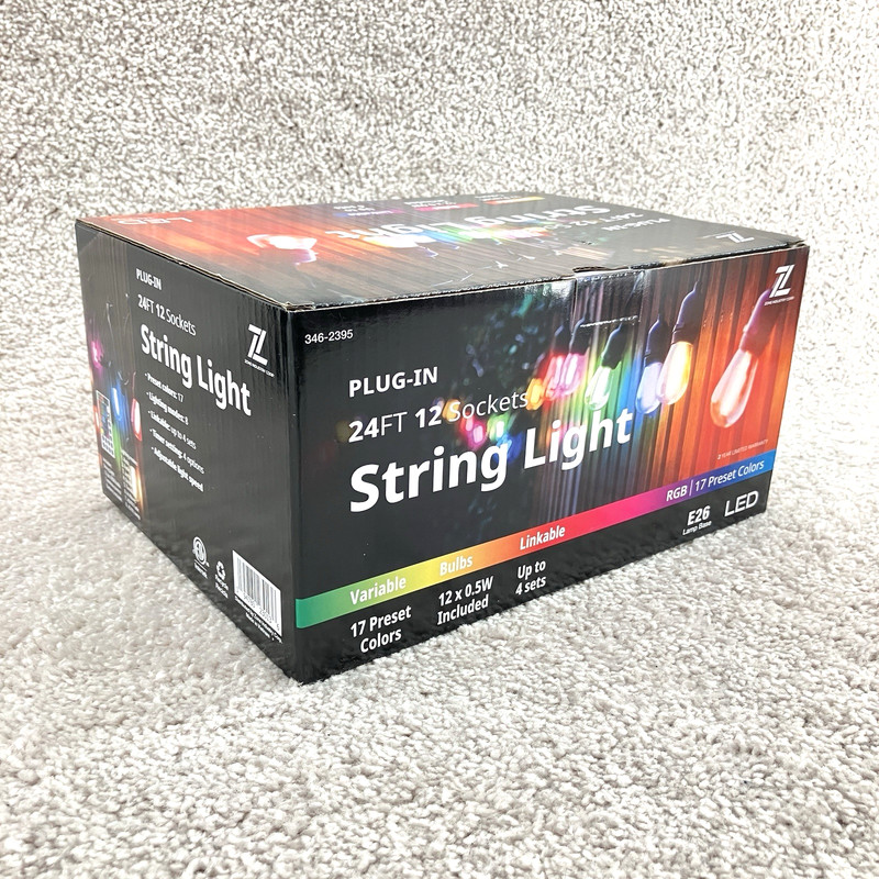 Zone 24' Outdoor String Lights 12 Sockets RGB Color Changing Warm White LED Bulb gallery