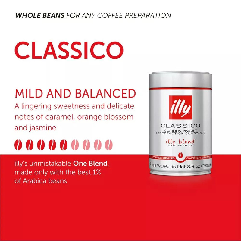 Illy Classico Whole Bean Coffee Medium Roast 8.8oz-EXP 12/2024-12 PK-GREAT PRICE gallery