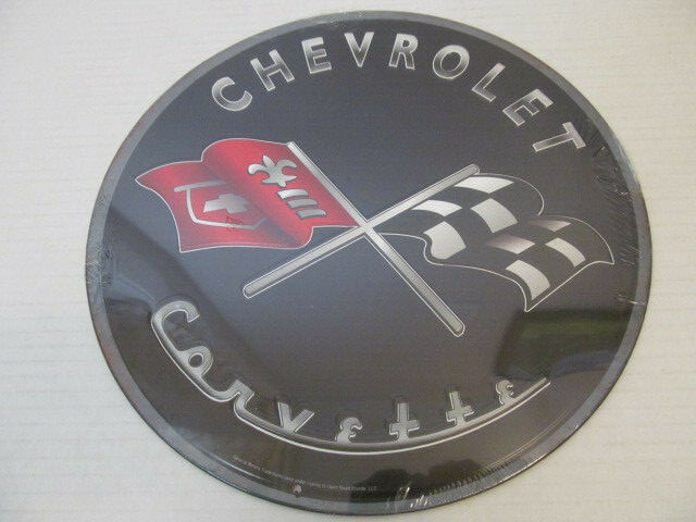 Open Road Brands Chevrolet Corvette Round Hanging Embossed Metal Sign gallery