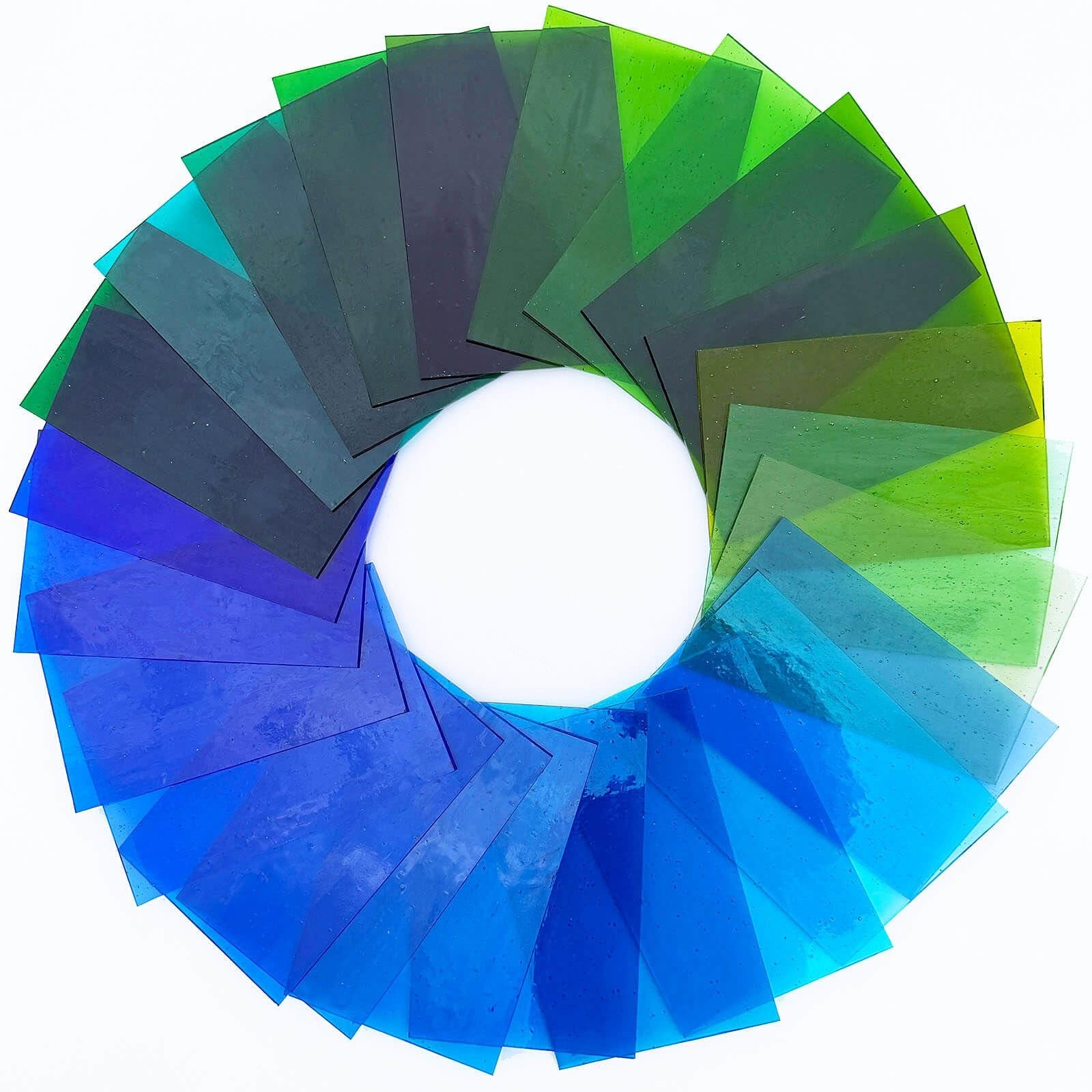 LITMIND 24 Sheets Transparent Stained Glass Sheets – Blue & Green Gradient gallery