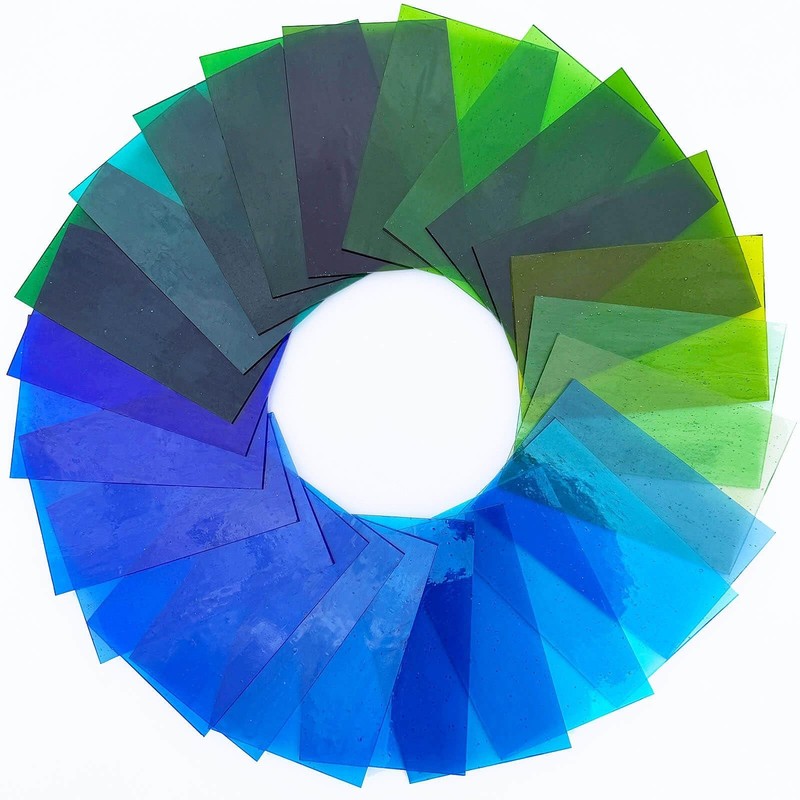 LITMIND 24 Sheets Transparent Stained Glass Sheets – Blue & Green Gradient gallery