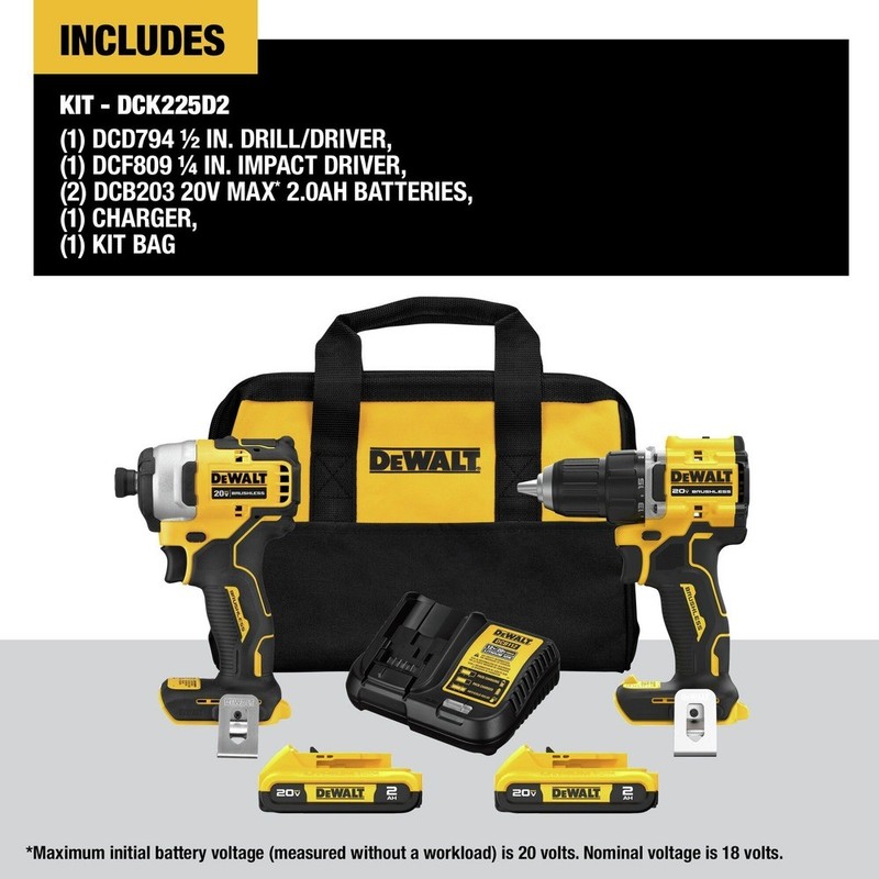 DeWalt DCK225D2R 20V MAX ATOMIC Drill & Impact Driver Certified Refurbished gallery